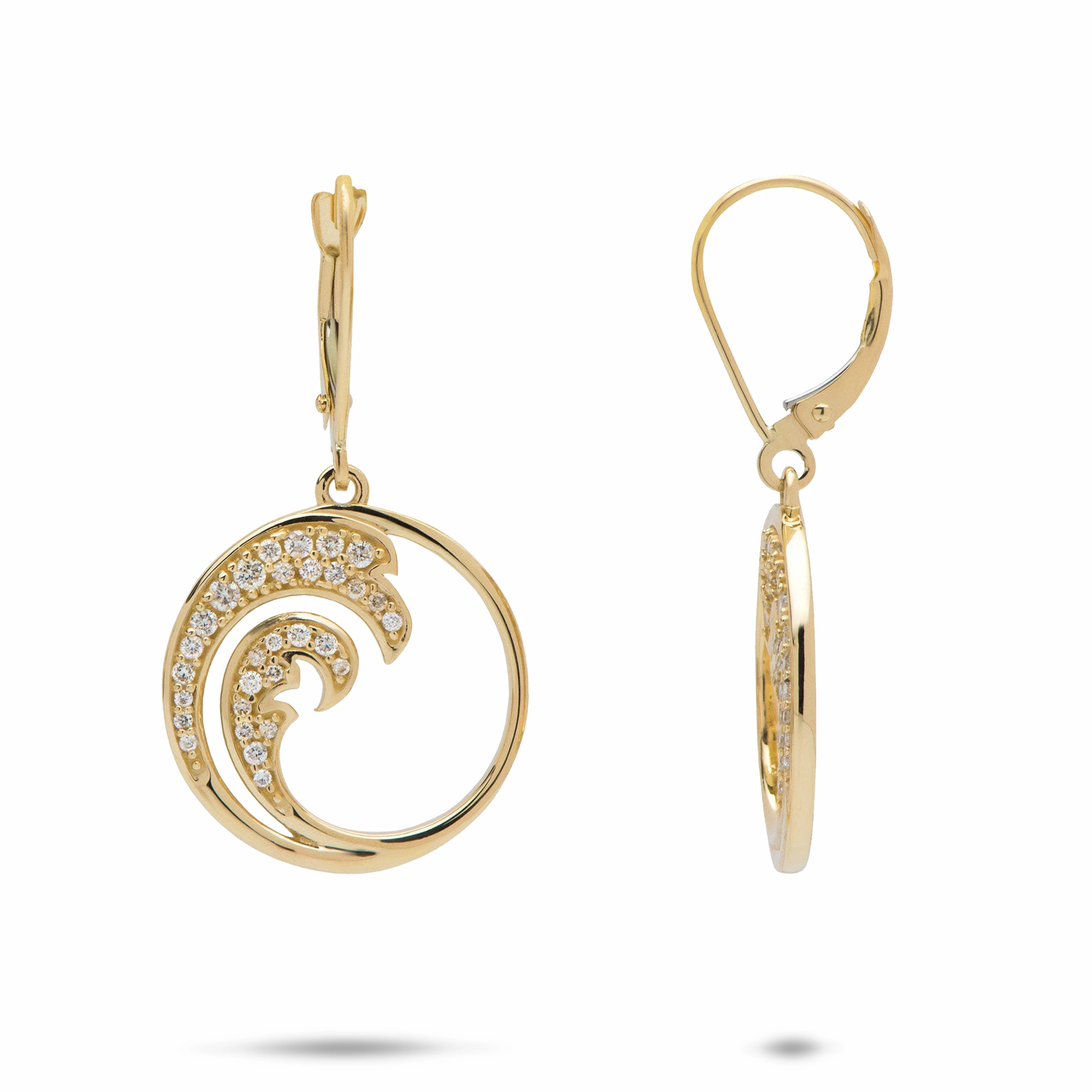 Pastel Light Nalu Earrings in Gold with Diamonds - 18mm