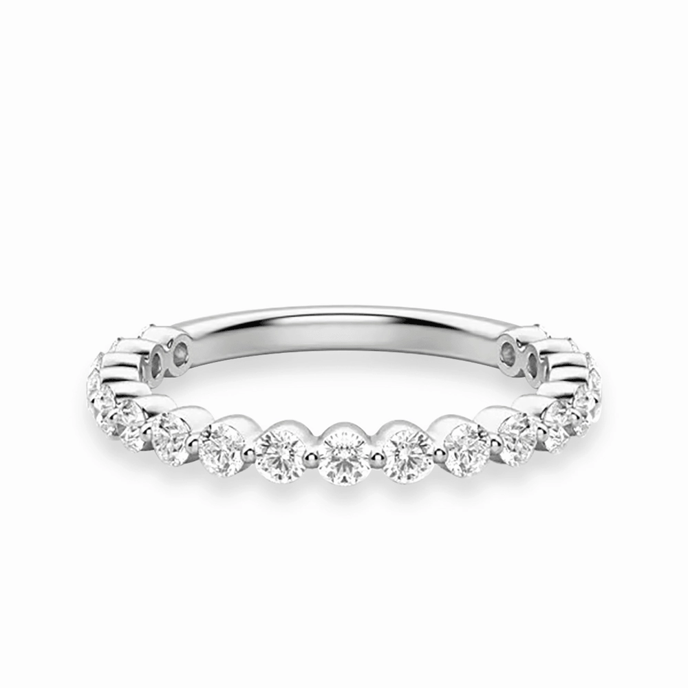 Minimal accessory Round Cut Shared Prong Moissanite Half Eternity Band