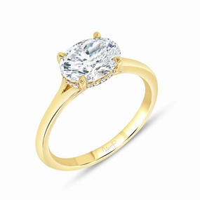 Charming Shine Dazzling Edge 14K Yellow Gold Uneek Timeless Collection Engagement Ring