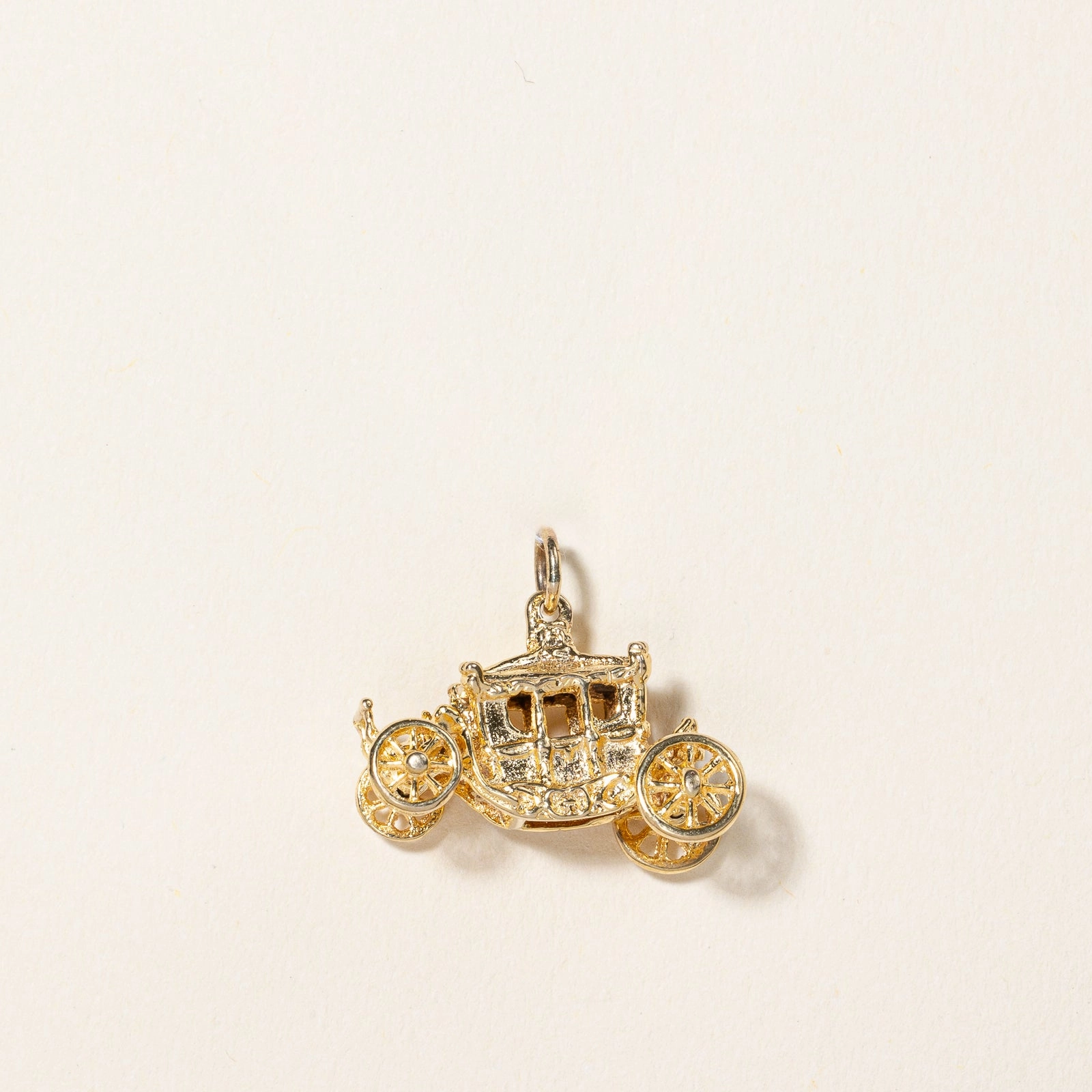 10k Gold Carriage Charm Modern Detailing Exquisite Sparkle