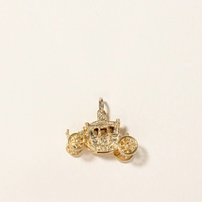 10k Gold Carriage Charm Modern Detailing Exquisite Sparkle
