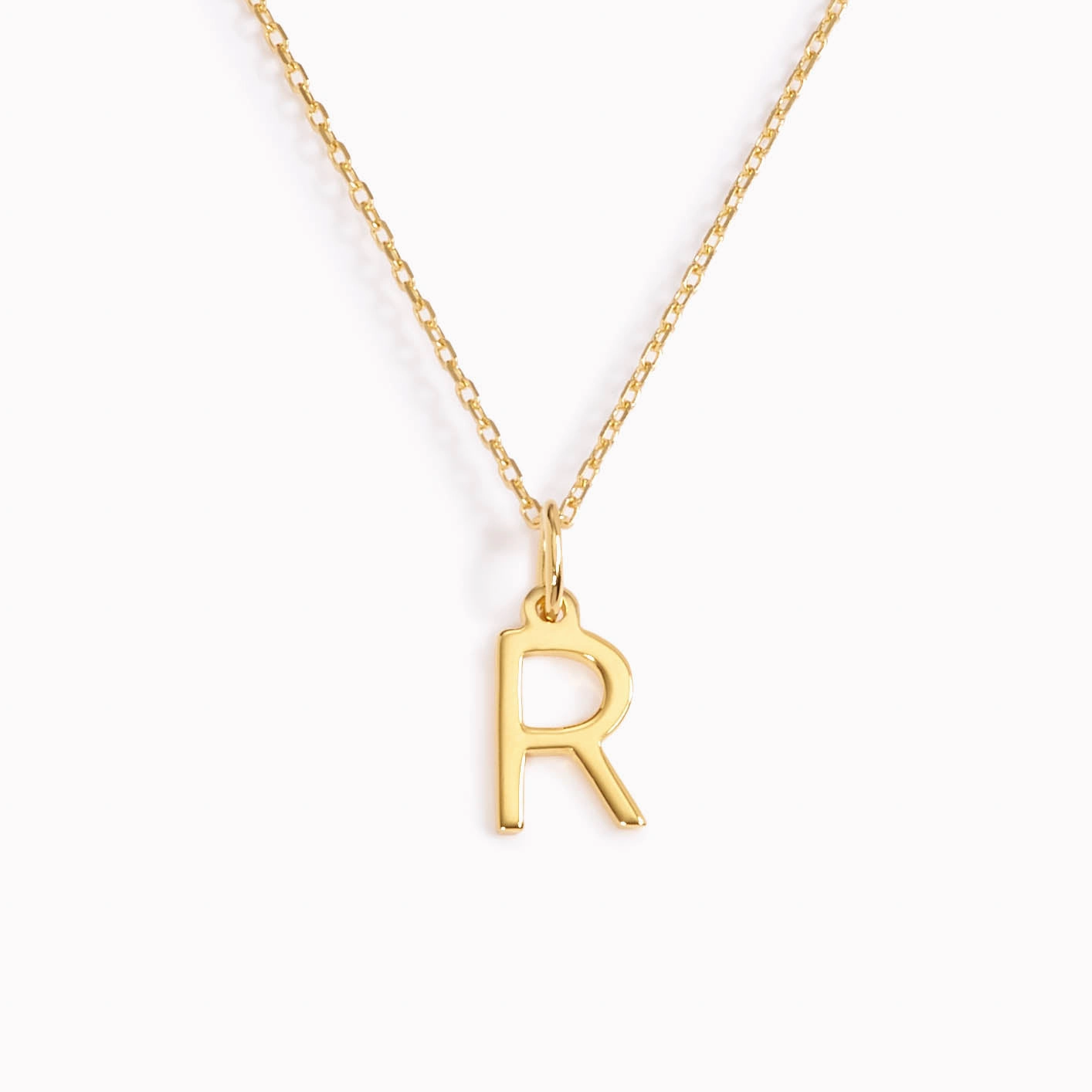 Neutral Spark Trendy Layer R Necklace / Gold Initial Necklace