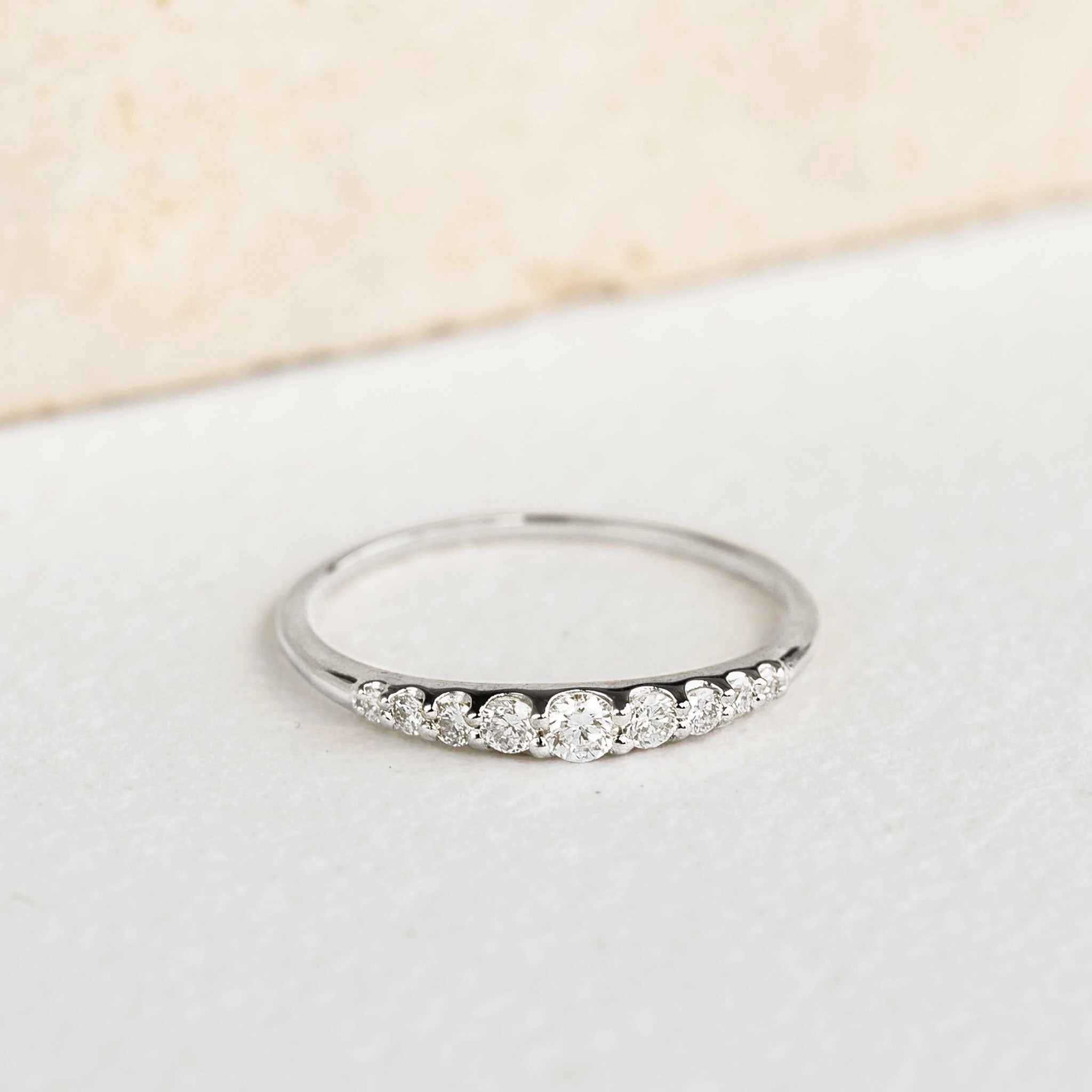 Graduated Diamond Ring White Gold - Zoe Luxury Finish Shine