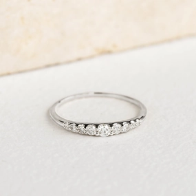 Sculpted Feature Graduated Diamond Ring White Gold - Zoe
