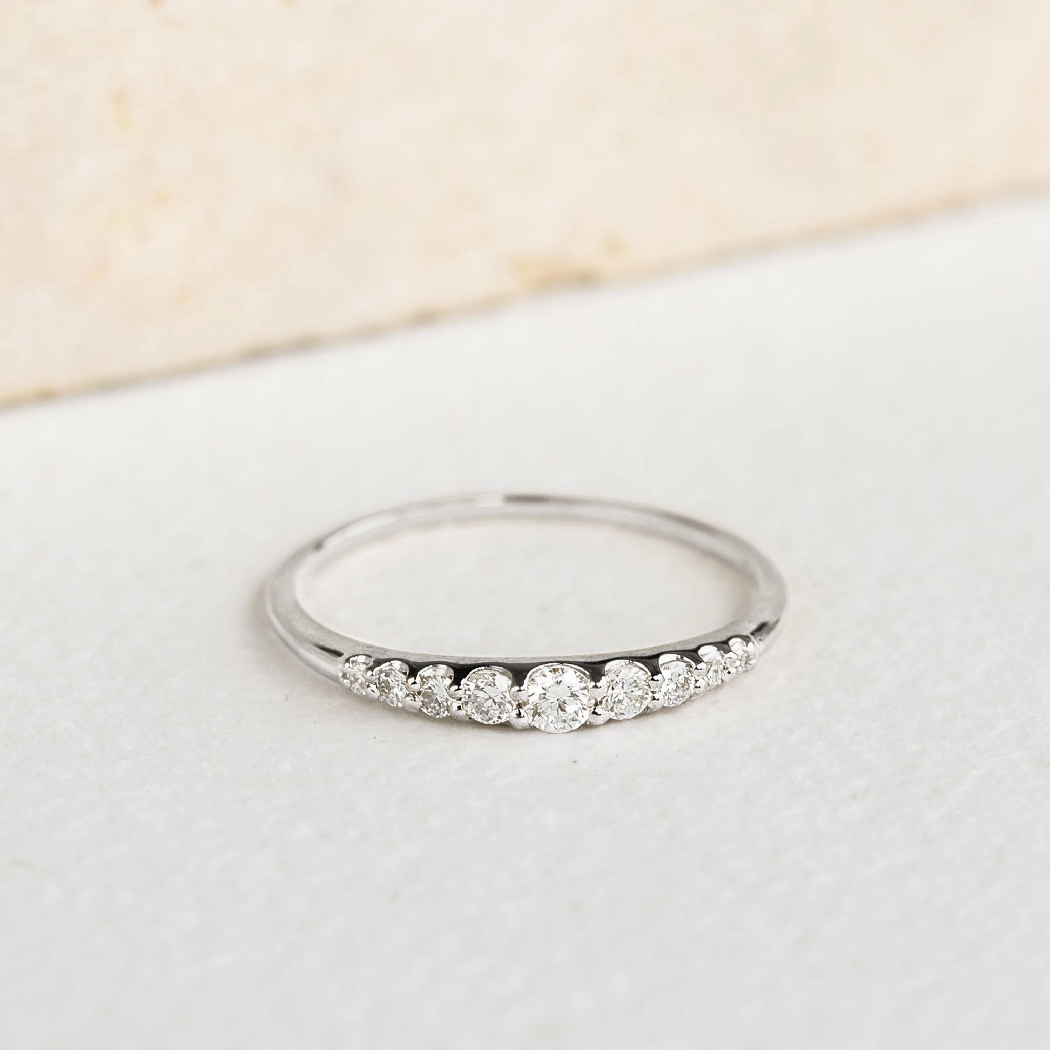 Layered Design Graduated Diamond Ring White Gold - Zoe