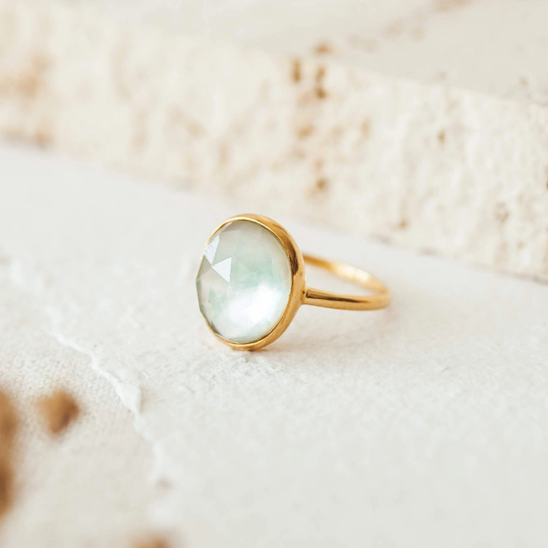 Graceful Mood Green Amethyst Statement Ring Doublet - Window to my Soul
