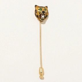 Elegant Edge Luxe Detail Green Glass & Pearl Lion Head Stick Pin | 0.02ctw
