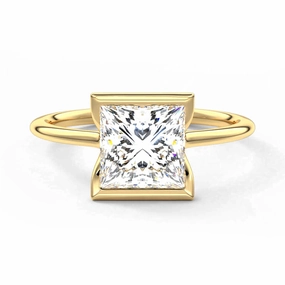 Trend Setter Half Bezel Moissanite Princess Cut Engagement Ring