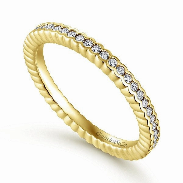 Half Bezel Set Diamond Eternity Band 14K Yellow Gold Casual Simplicity
