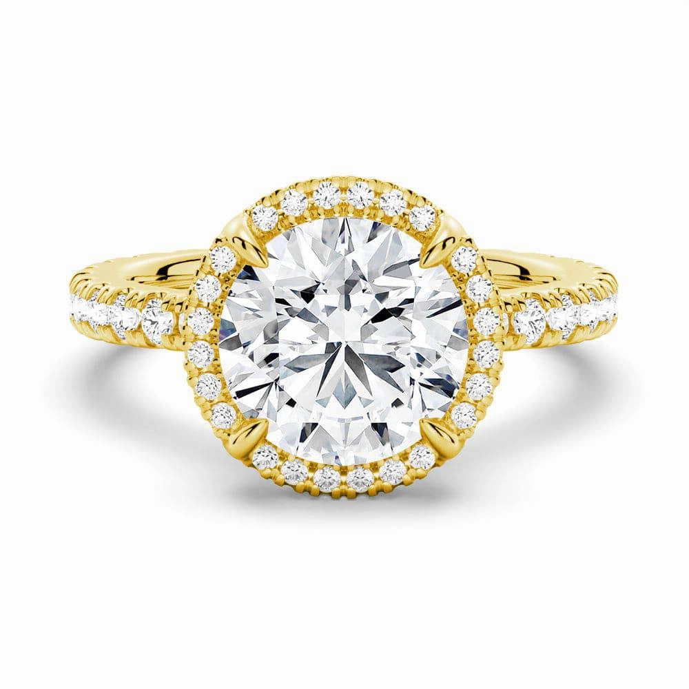 Luxury Craft Half Eternity Round Cut Moissanite Halo Engagement Ring