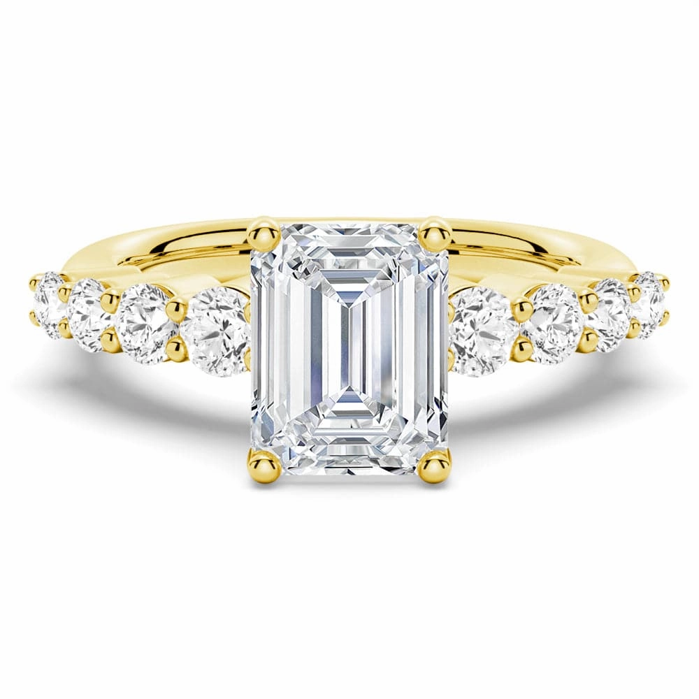 Classic Shared Prong Emerald Cut Moissanite Engagement Ring Refined Craftwork