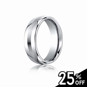 Gleaming Glow Edgy Mood Comfort-Fit Cobalt Satin Center Finish Wedding Band