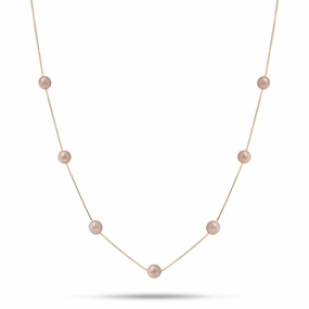 Refined Element Trendy Gift 18" Freshwater Pearl Necklace in Gold - 5-6mm