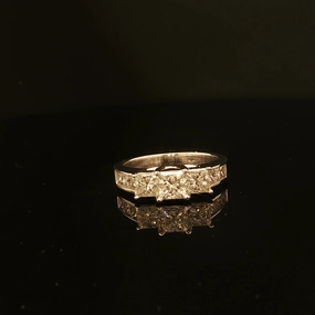 Minimal Piece Bold Pop Estate 14K White Gold 1.25cttw with .40ct Center H/I1 Princess Cut 3-Stone Plus Diamond Engagement Ring