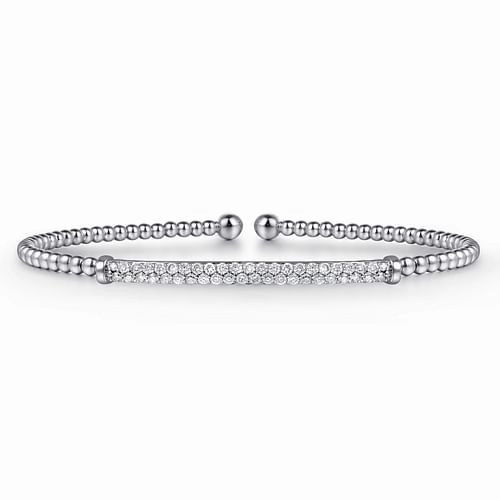 14K White Gold Bujukan Diamond Bar Split Bangle Timeless Craft Shine Premium Quality