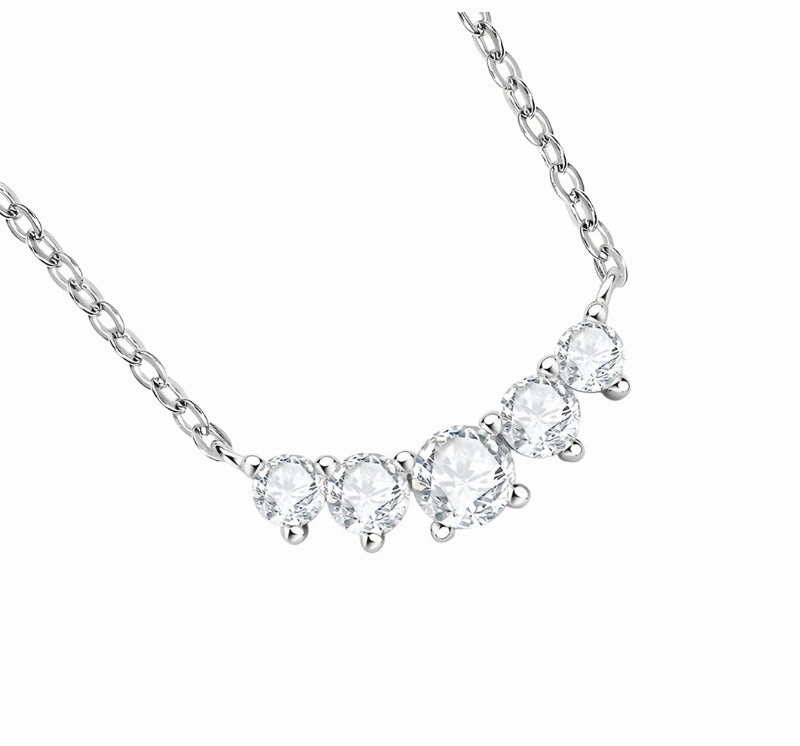 Luxury Outfit Bold Sparkle Diamond Row Chic Simplistic Necklace | S925 | Moissanite