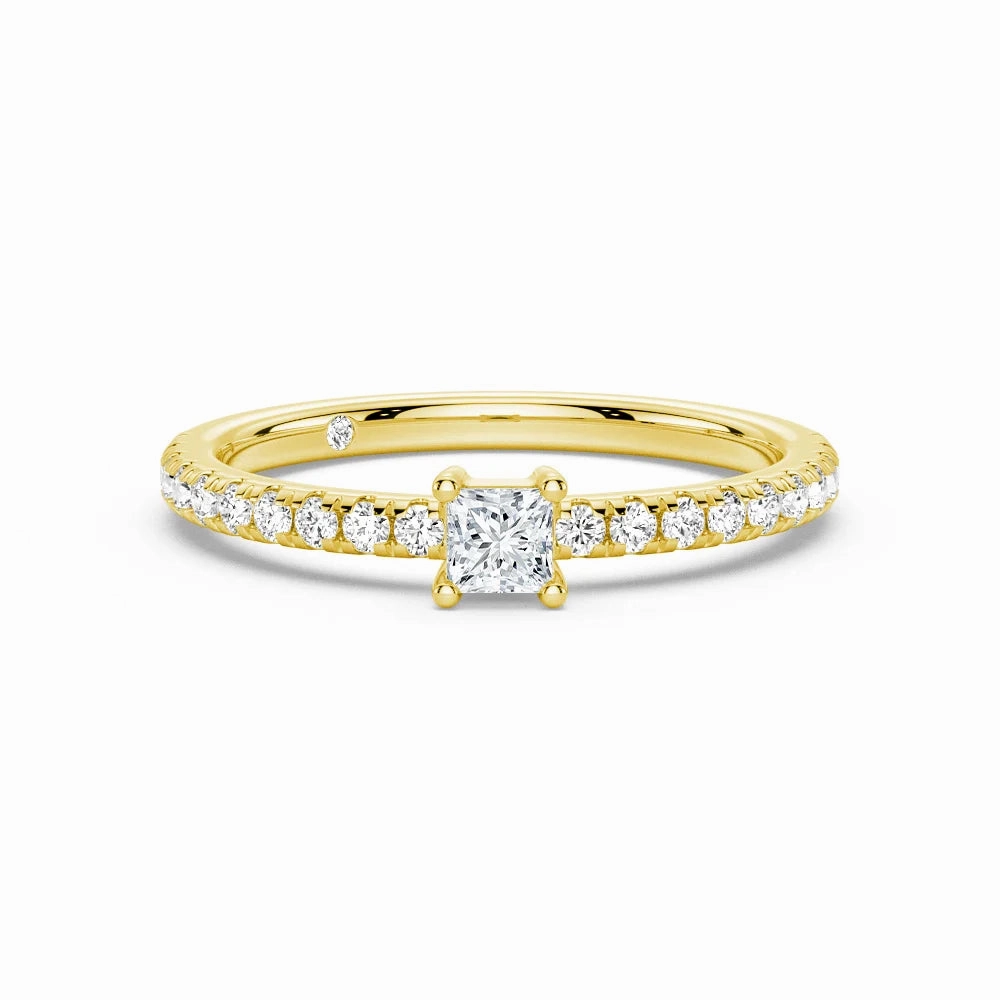 Modern Mood Princess Cut Lab Grown Diamond Promise Ring with Half Eternity Band