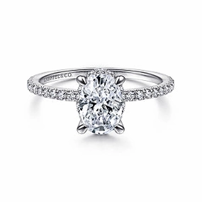 Hart - 14K White Gold Hidden Halo Oval Diamond Engagement Ring Accent Piece