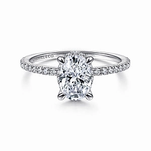 Charming Gifts Hart - 14K White Gold Hidden Halo Oval Diamond Engagement Ring