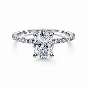 Hart - 14K White Gold Hidden Halo Oval Diamond Engagement Ring Accent Piece