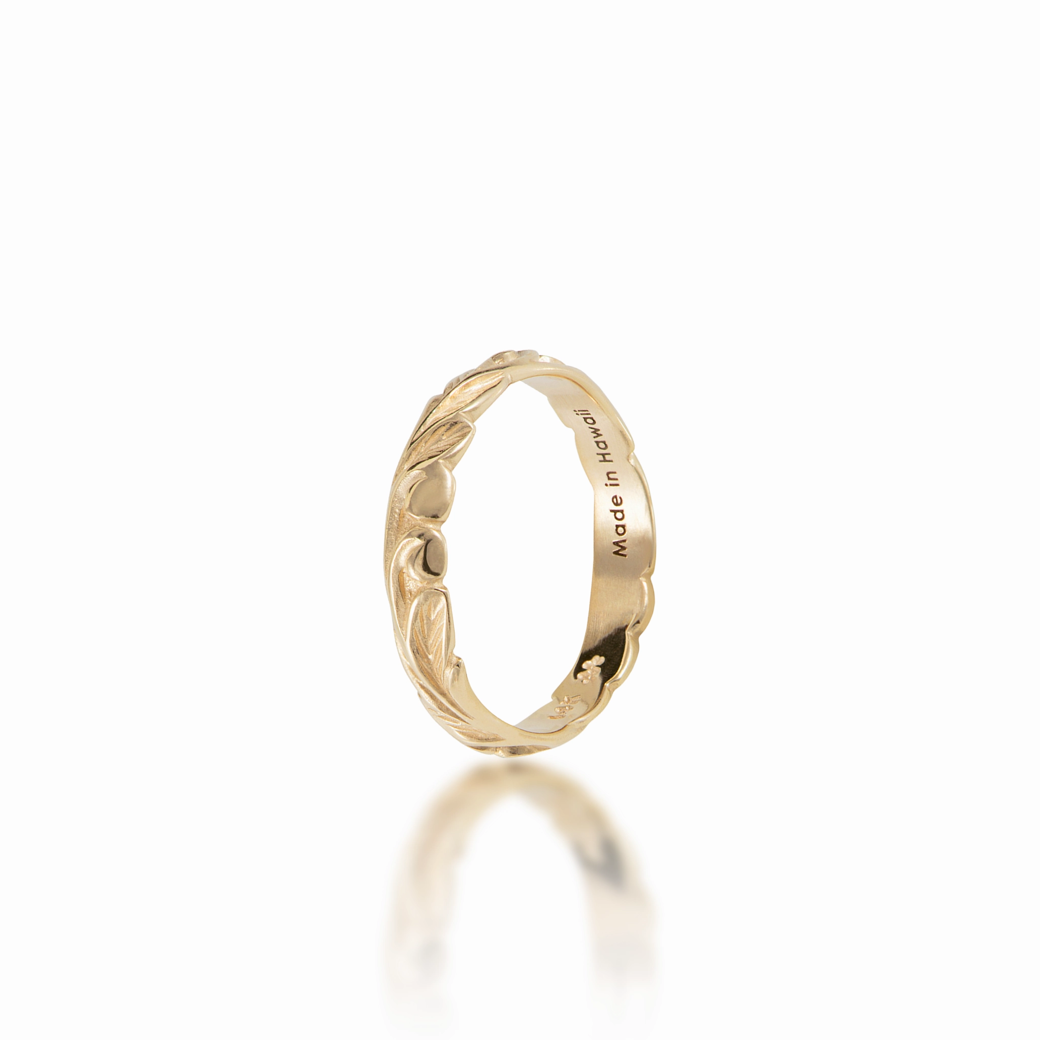 Hawaiian Heirloom Old English Scroll Ring in Gold - 3mm Delicate Pop Charming Glow