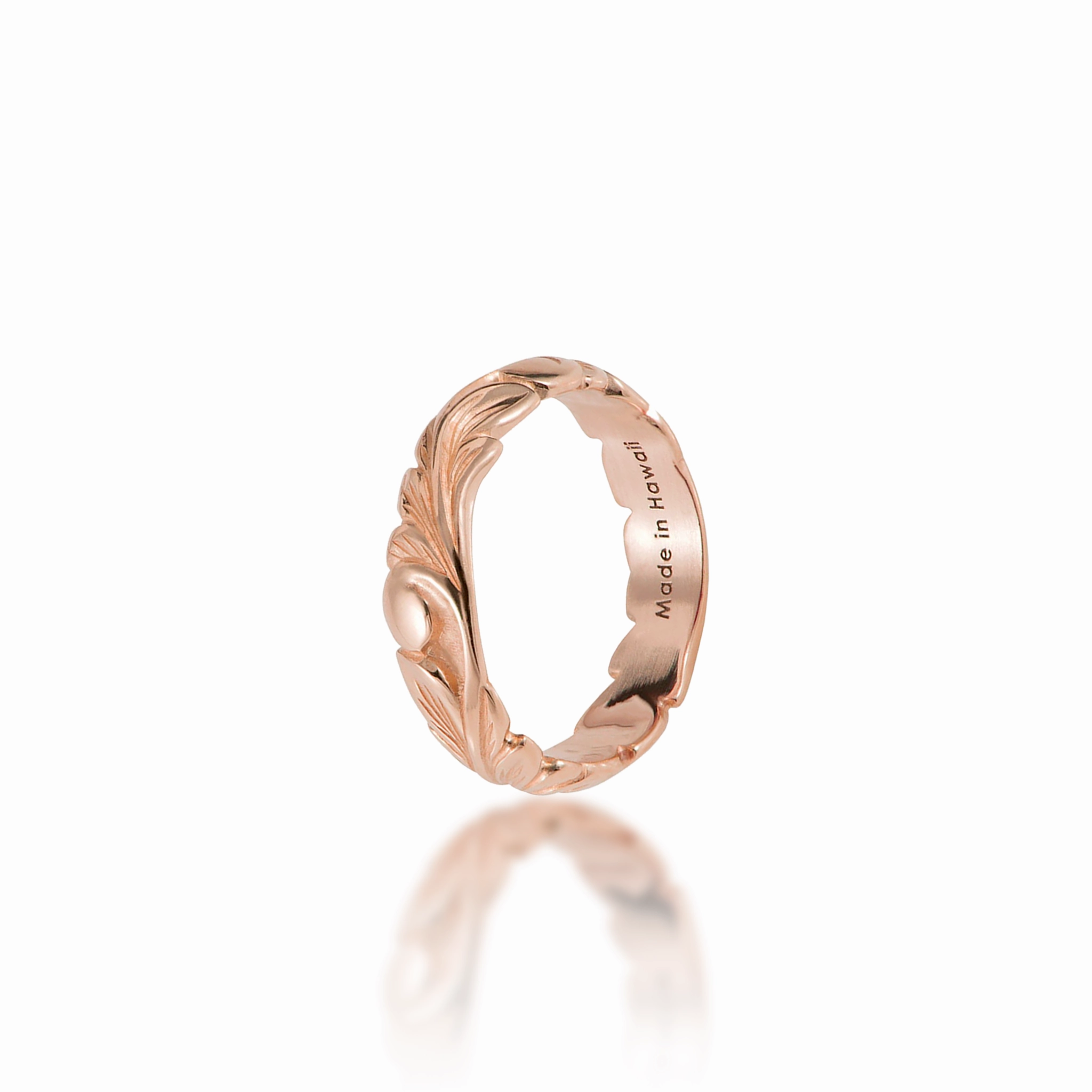 Artisan Sparkle Graceful Motion Hawaiian Heirloom Old English Scroll Ring in Rose Gold - 4.5mm
