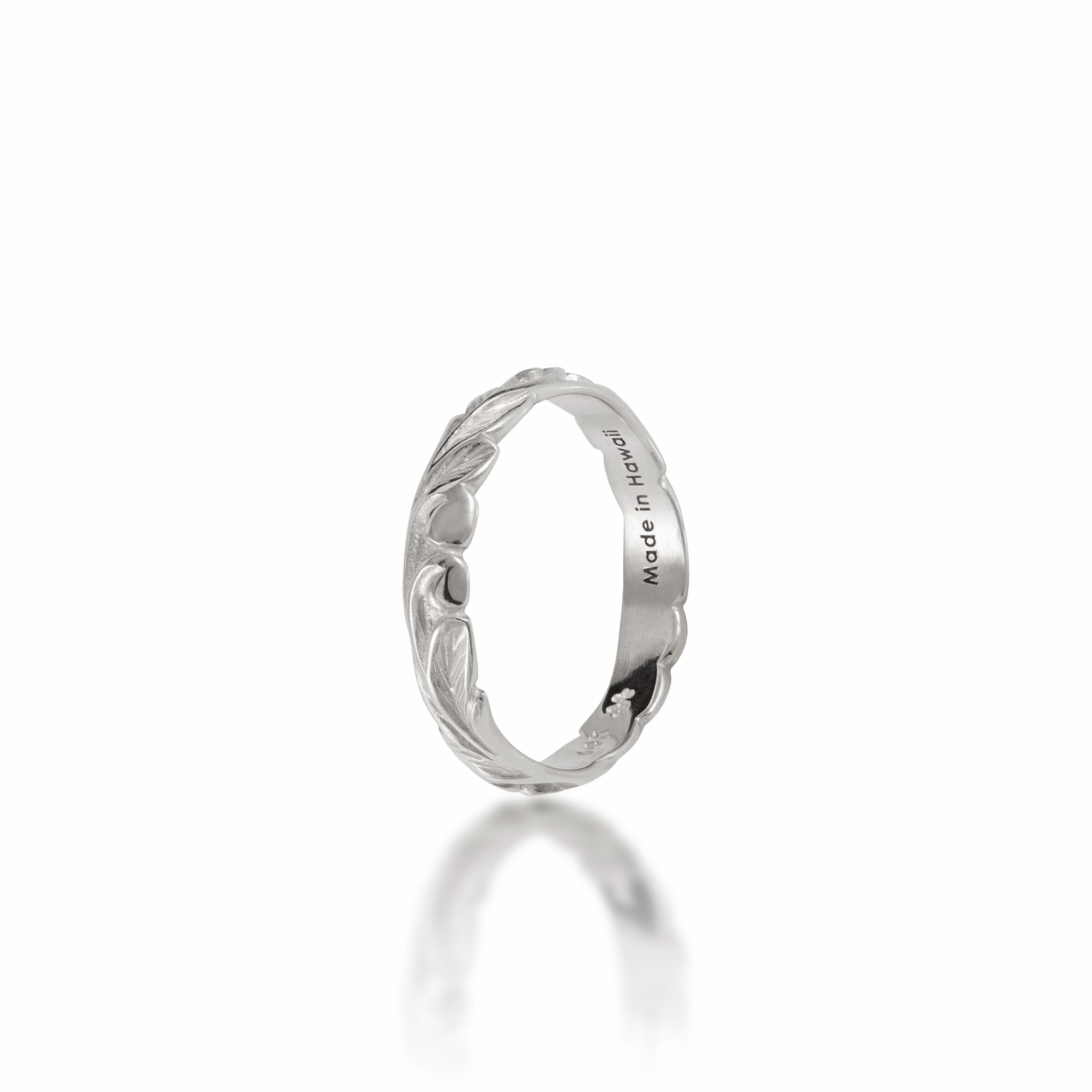 Hawaiian Heirloom Old English Scroll Ring in White Gold - 3mm Timeless Contour Stylish Appeal