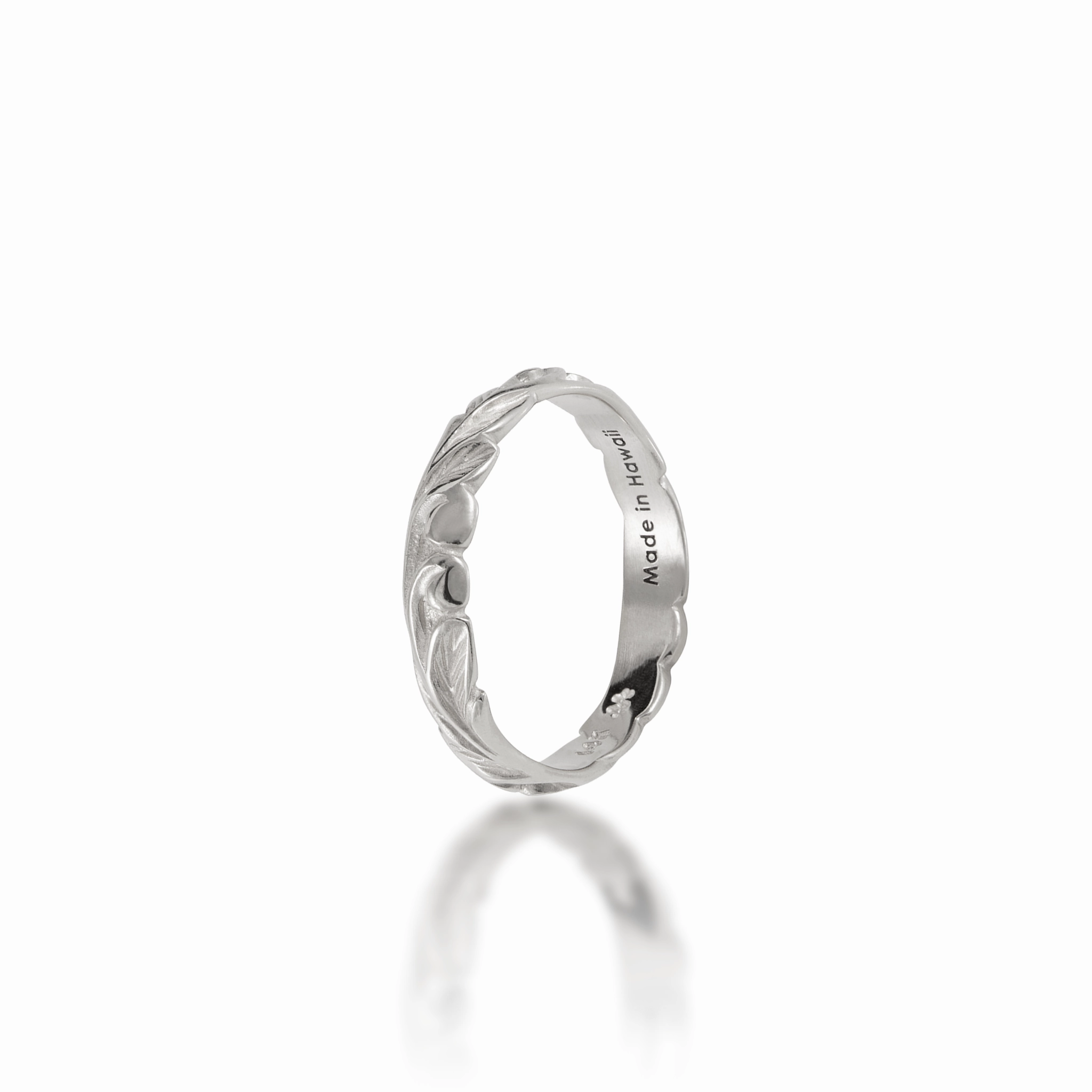 Hawaiian Heirloom Old English Scroll Ring in White Gold - 3mm Layering Game