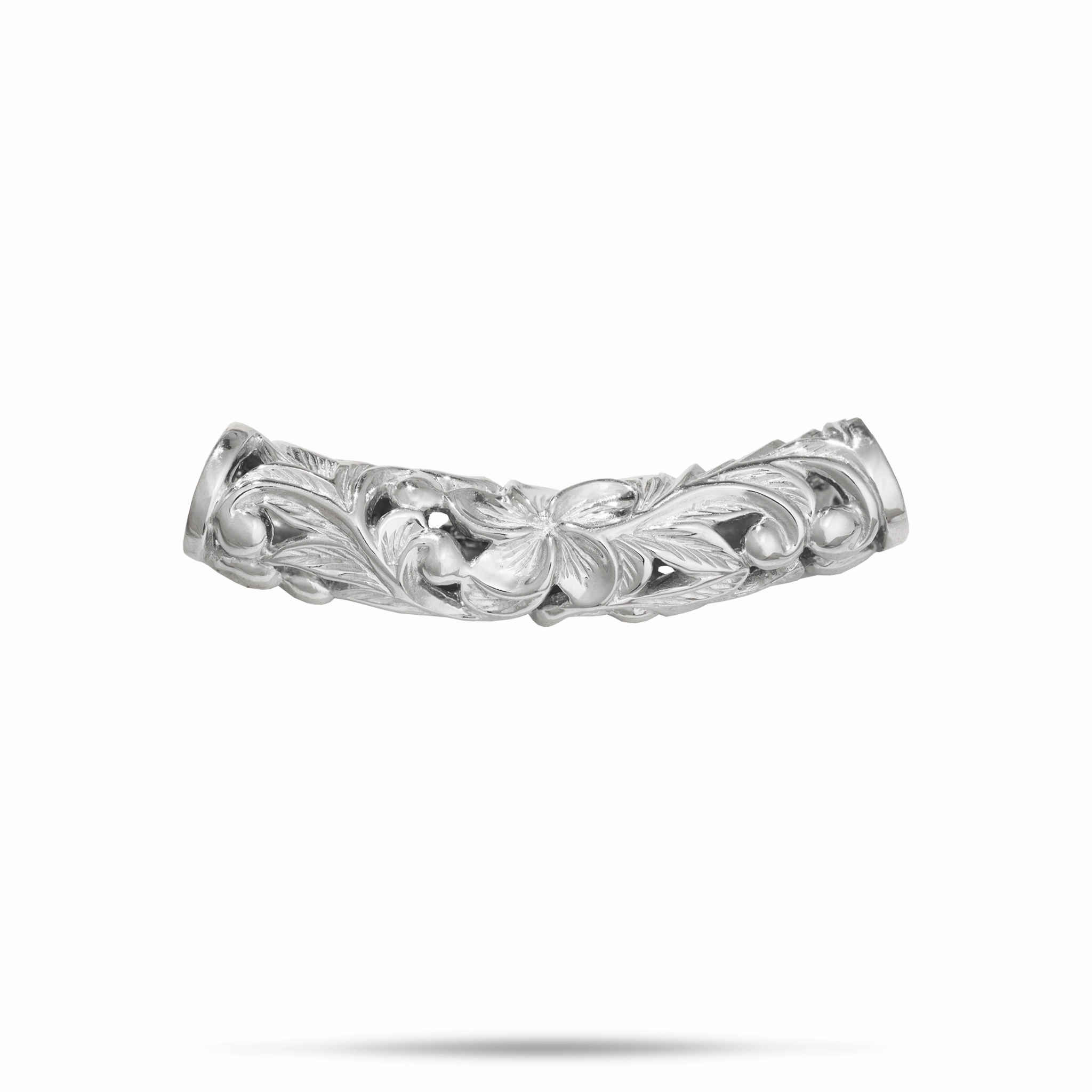 Hawaiian Heirloom Plumeria Barrel Pendant in Sterling Silver - 7mm Seasonal Edge Sculpted Edge