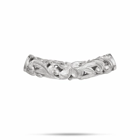 Hawaiian Heirloom Plumeria Barrel Pendant in Sterling Silver - 7mm Retro Mood Polished Stones