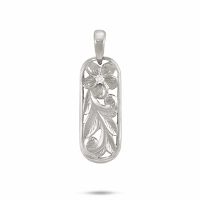 Dress Up Time Soft Detail Hawaiian Heirloom Plumeria Pendant in White Gold with Diamond - 28mm