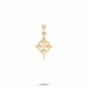 Elegant Finish Hawaiian Quilted Star Pendant in Gold with Diamond - 15mm