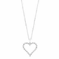 Heart Diamond Pendant Necklace .5 Cttw 14K White Gold Glam Gift Urban Feature