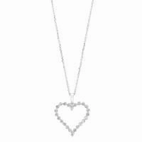 Heart Diamond Pendant Necklace .5 Cttw 14K White Gold Brilliant Shine Cozy Mood