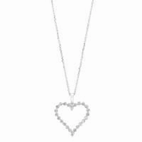 Heart Diamond Pendant Necklace .5 Cttw 14K White Gold Brilliant Shine Cozy Mood