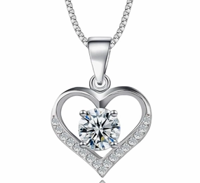 Heart Pendant Necklace | S925 | Moissanite Signature Touch Elegant Snap