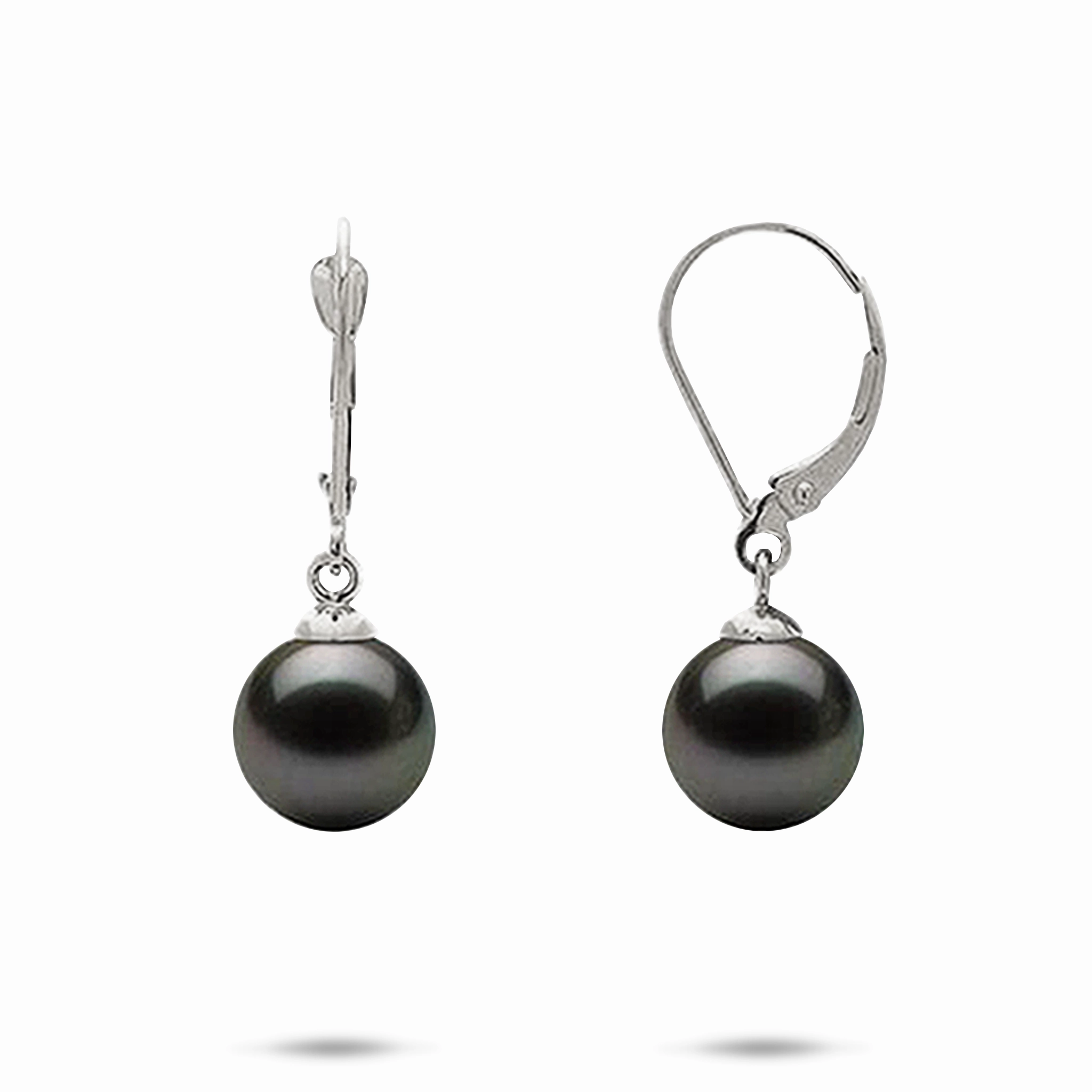 Tahitian Black Pearl Earrings in White Gold - 9-10mm Signature Form Timeless Pieces
