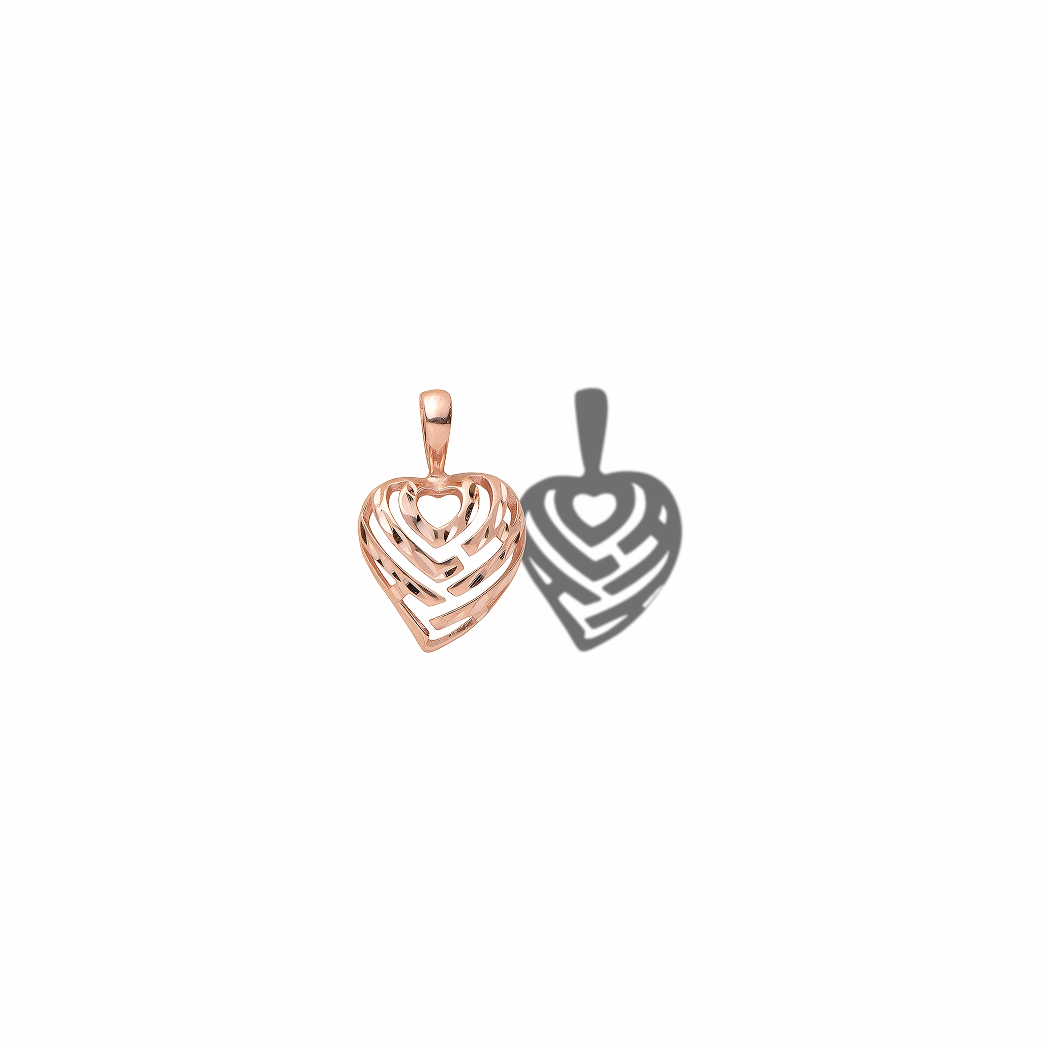 Aloha Heart Pendant in Rose Gold - 9mm Flat Detail
