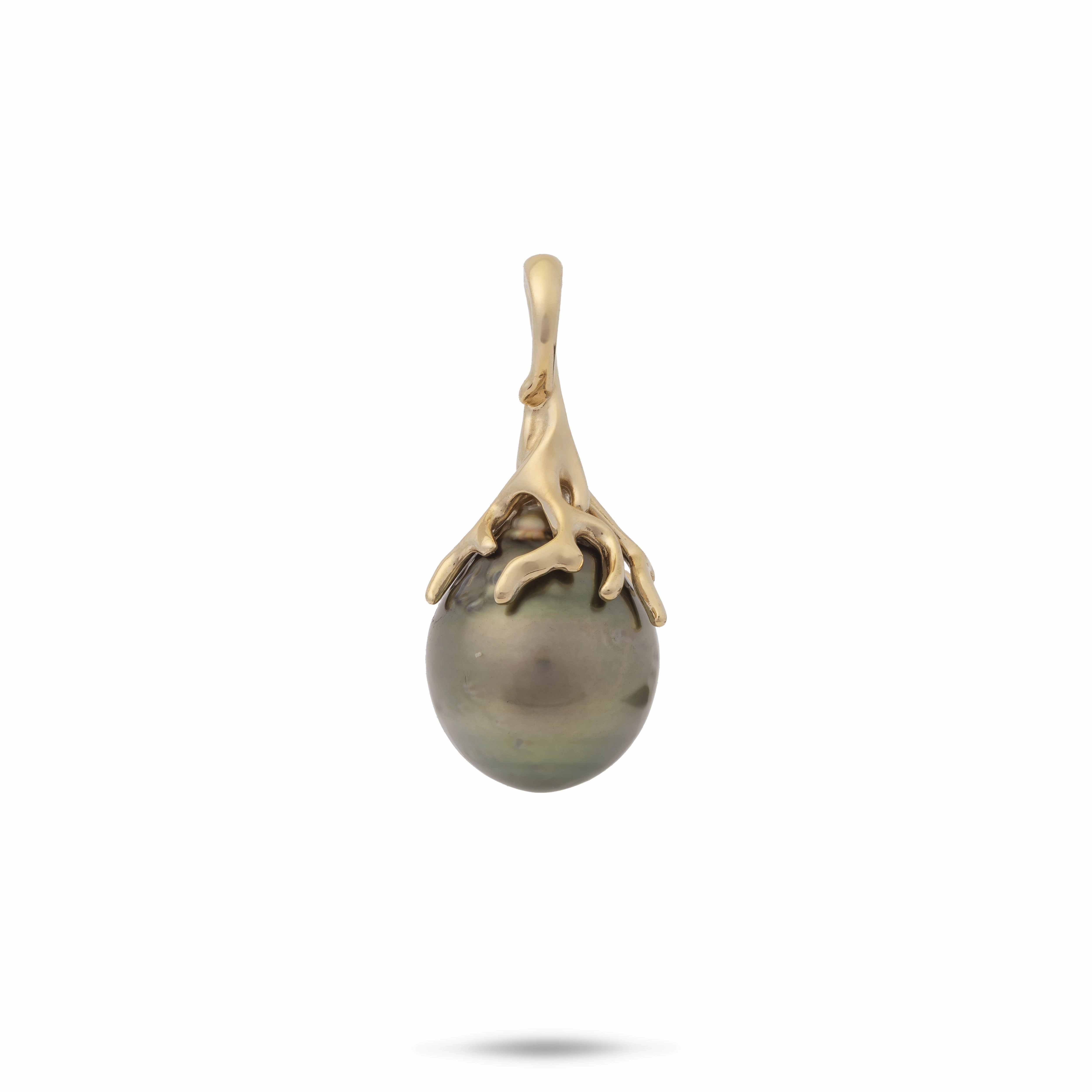 Crisp Lines Heritage Tahitian Black Pearl Pendant in Gold - 26mm