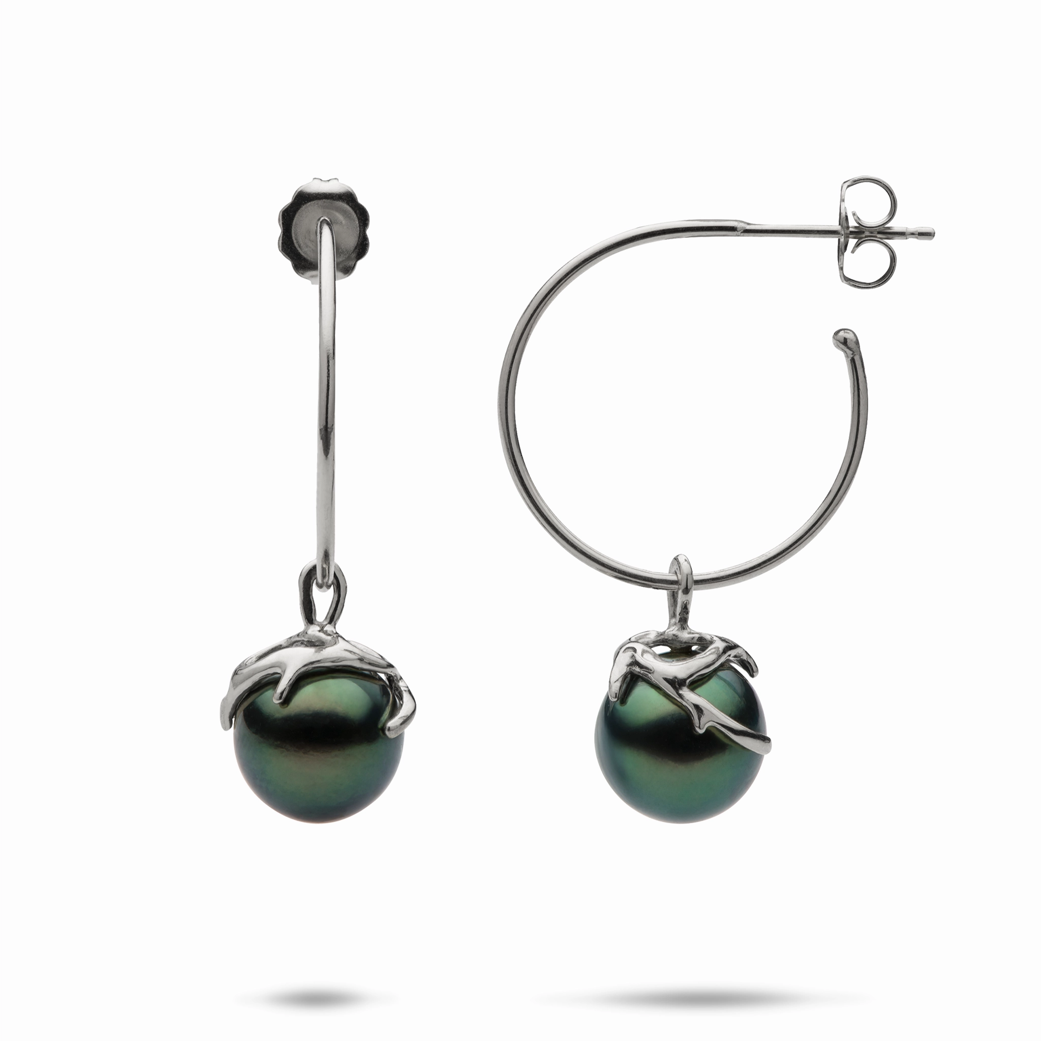 Glamorous Glow Shimmer Mood Heritage Tahitian Pearl Earrings in White Gold