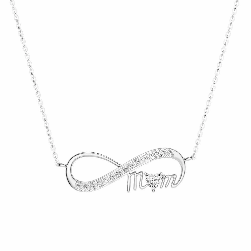 Formal Style "Infinite Love" Mom's Heart Shaped Birthstone Necklace
