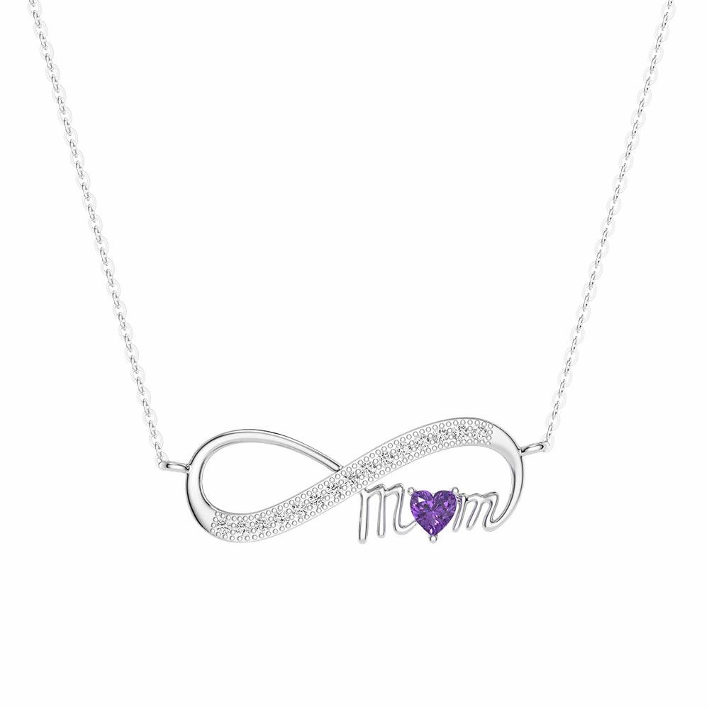 Premium Finish Weekend Style "Infinite Love" Mom's Heart Shaped Birthstone Necklace