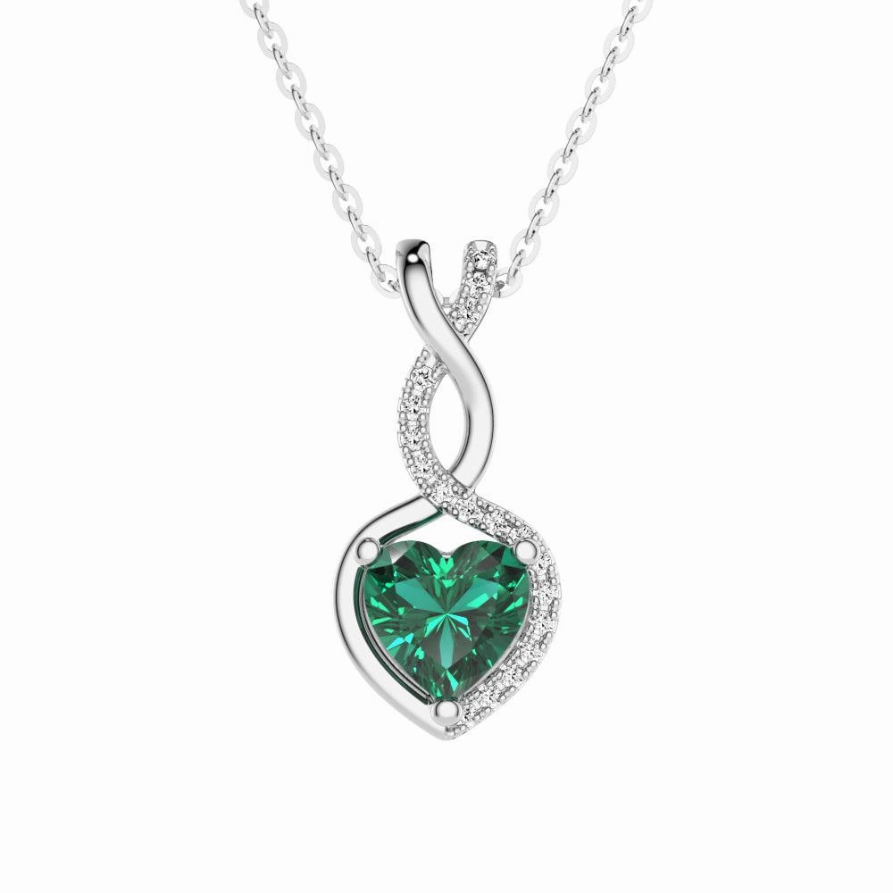 Formal Accessory 1 CT. Emerald Infinity Heart Pendant with Diamonds