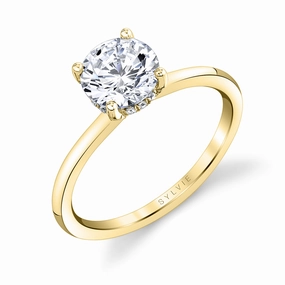 Melany - 14K White-Yellow Gold Hidden Halo Engagement Ring Custom pieces Petite Shine