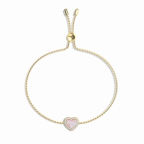 Luxury Line Pink Mother of Pearl & Moissanite Heart Bracelet