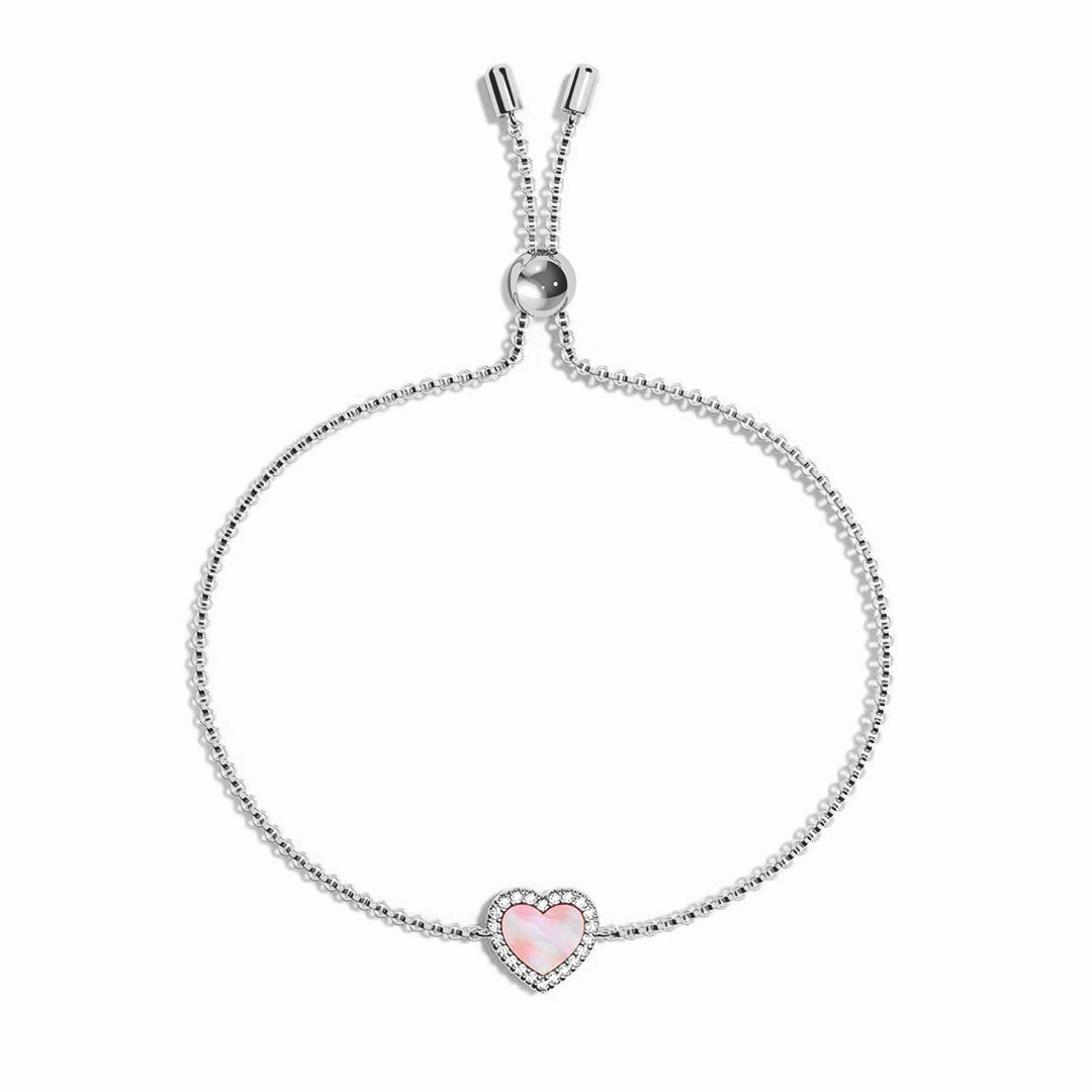 Weekend Detail Pink Mother of Pearl & Moissanite Heart Bracelet