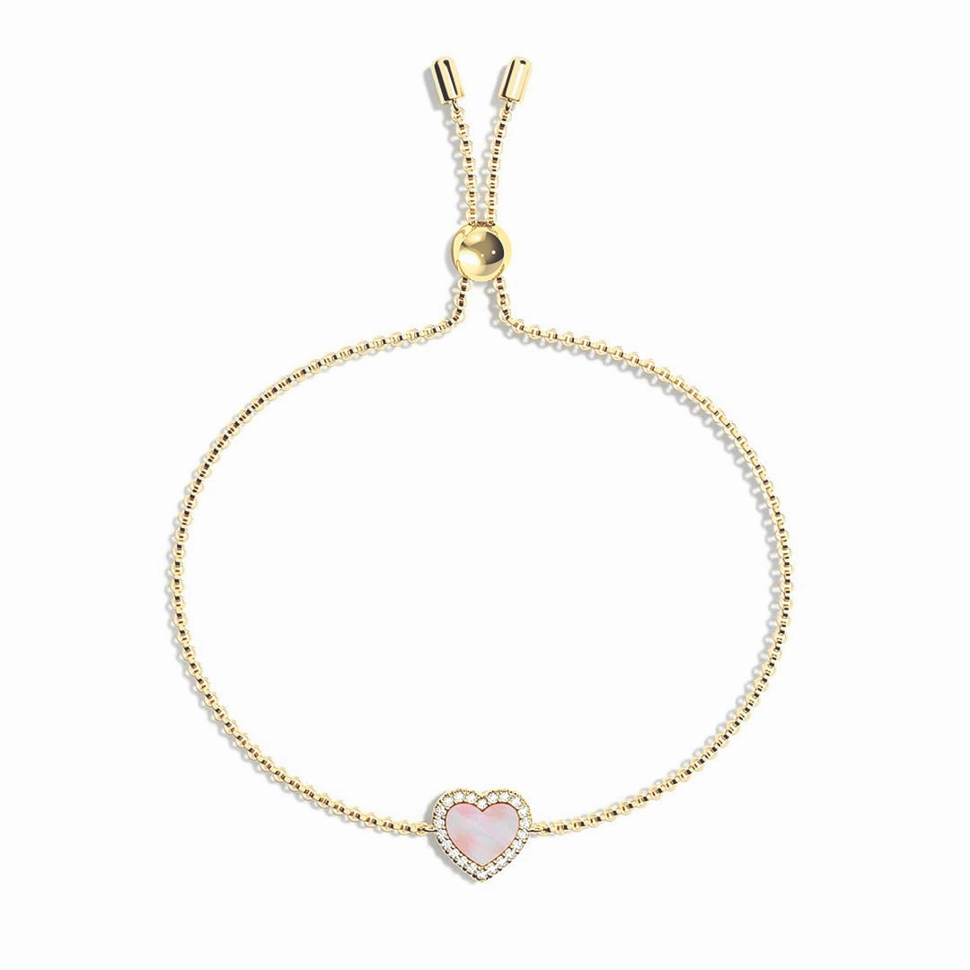 Luxury Line Pink Mother of Pearl & Moissanite Heart Bracelet