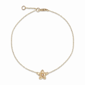 Finishing Touch Exquisite detail Adjustable 7-7.5" Plumeria Bracelet in Gold with Diamond - 9mm