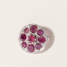 14k White Gold Ruby & Diamond Brooch | 1.54ctw, 0.26ctw Understated Mood