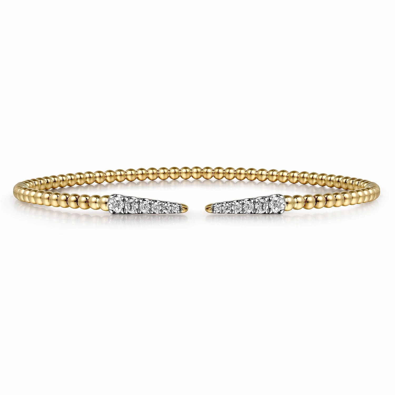 Benchmark Quality Planetary Trend 14K Yellow Gold Bujukan Diamond Spikes Split Bangle